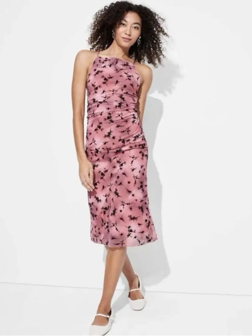 wild fable Pink Floral Halter Midi Dress